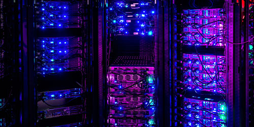 Rack of computer equipment running Altair AI Cloud advanced machine learning development software.